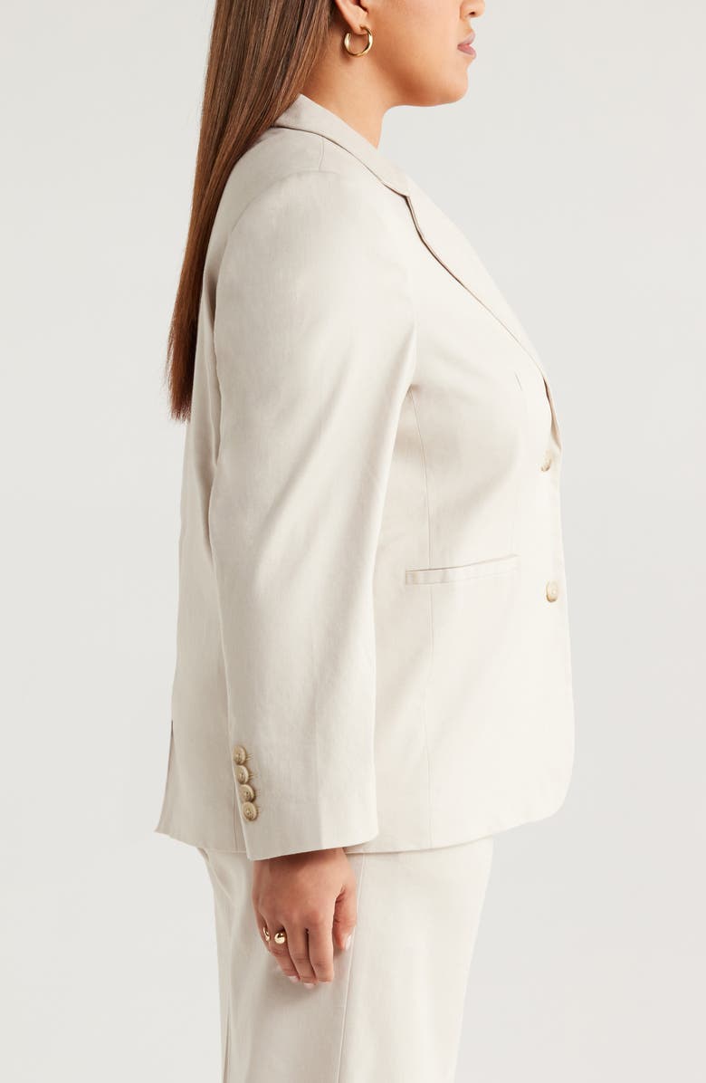 Nordstrom Stretch Linen Blend Boyfriend Blazer, Alternate, color, Beige Scroll