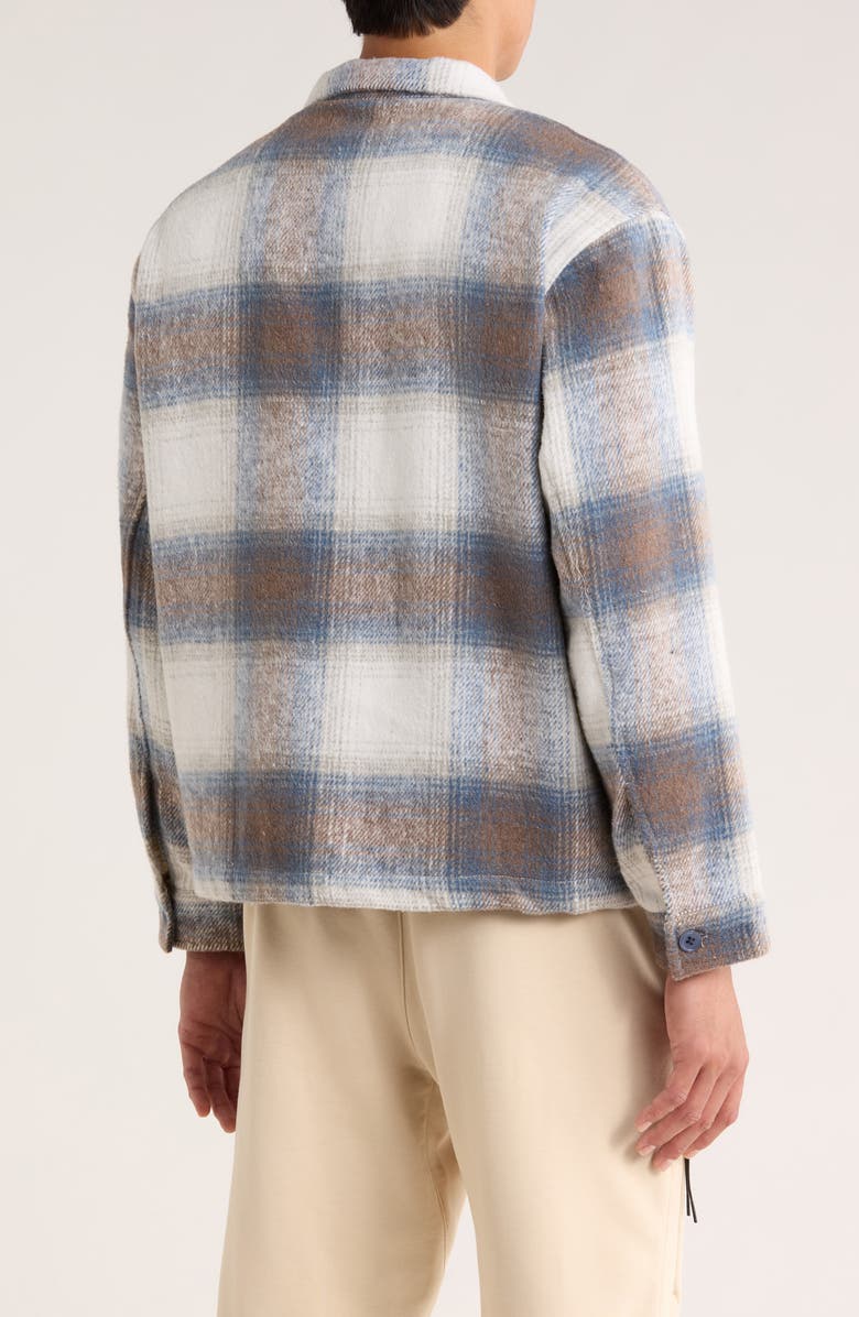 Museum of Peace & Quiet Wordmark Plaid Zip Shirt Jacket, Alternate, color, Slate