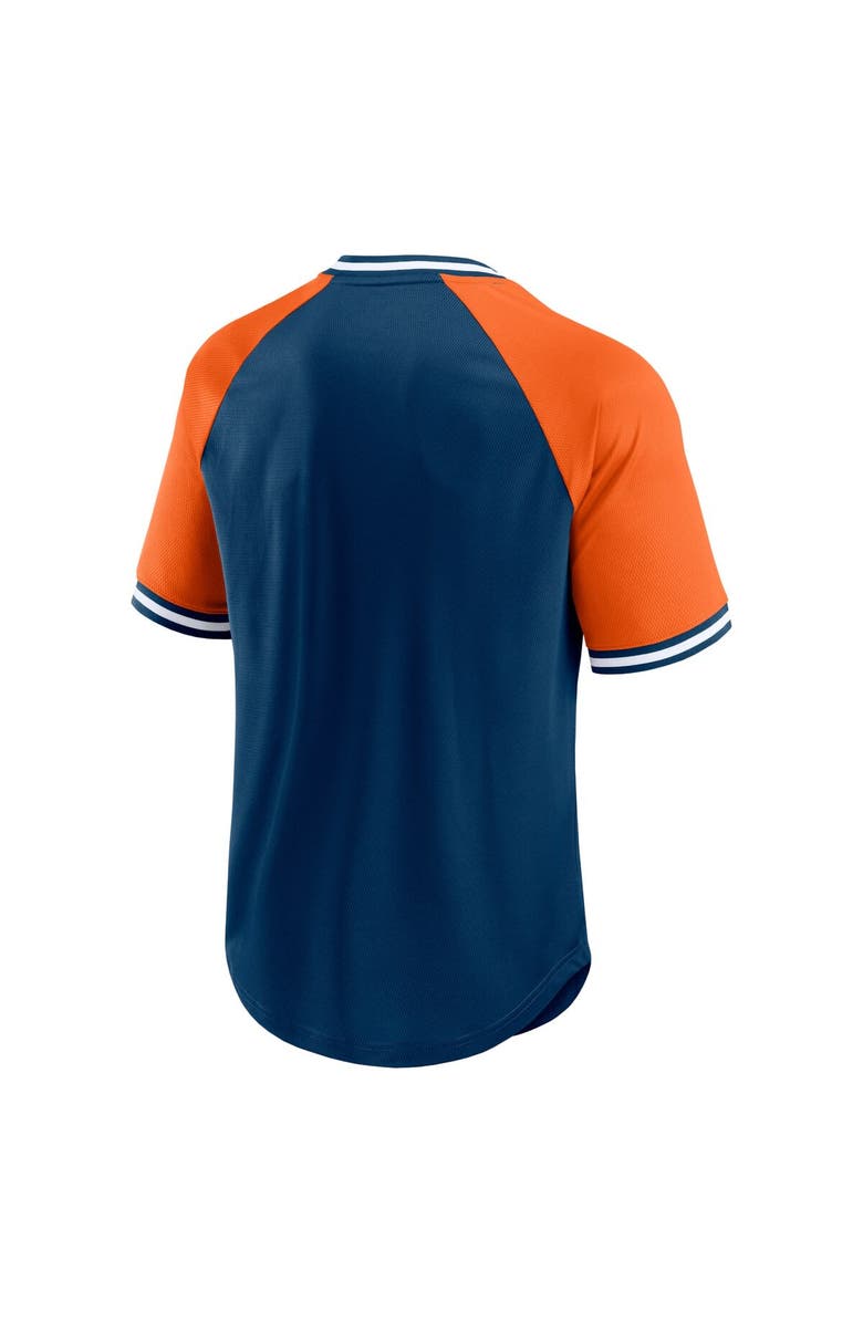 FANATICS Men's Fanatics Branded Navy/Orange Chicago Bears Second Wind Raglan V-Neck T-Shirt, Alternate, color, Navy