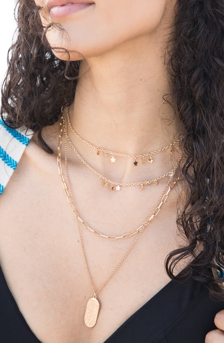 SAACHI Starletta Layered Necklace, Alternate, color, Gold