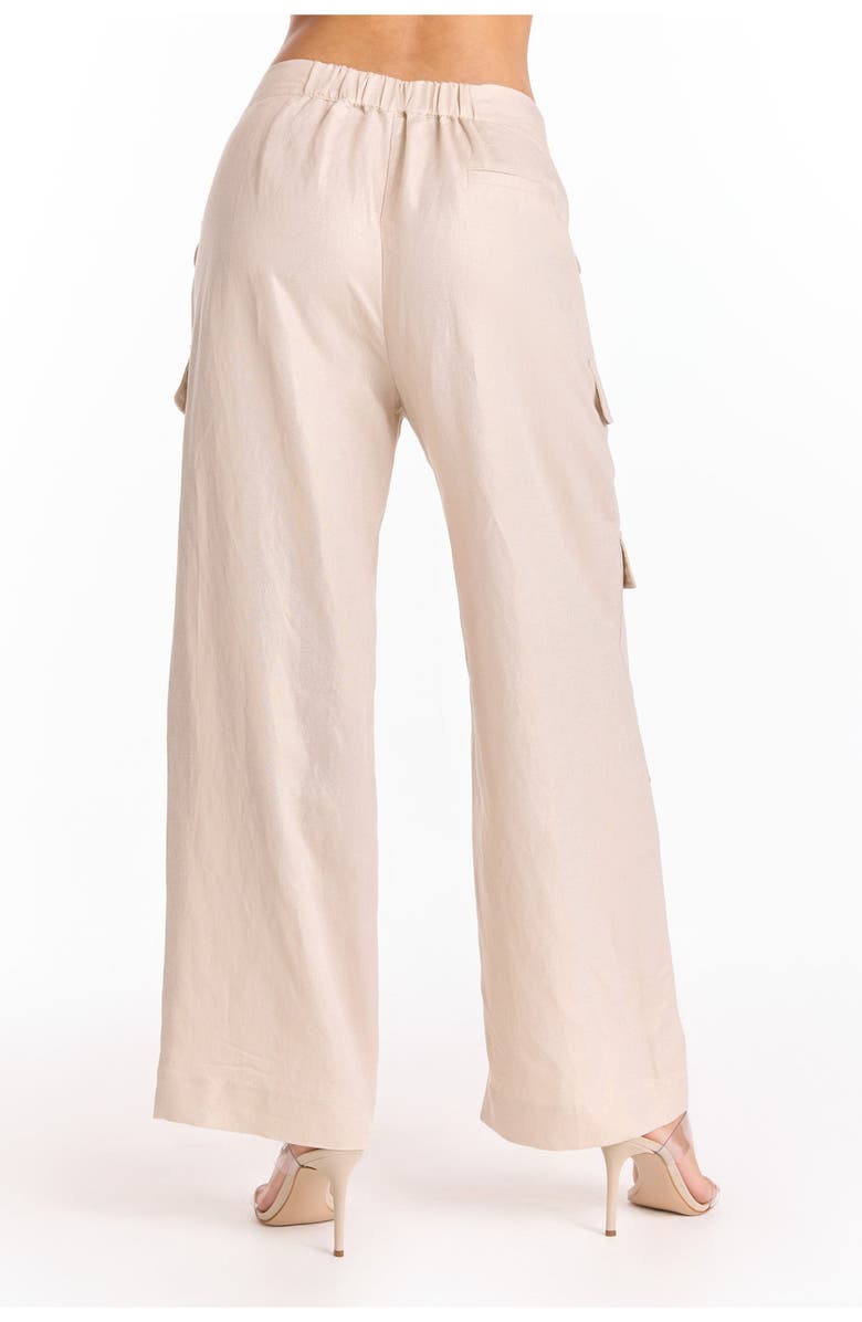 The Noli Shop Milan Linen Shimmer Cargo Pant, Alternate, color, Gilded Beige