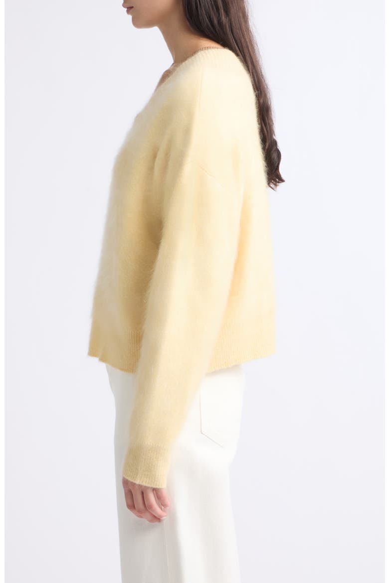 Grizzly Double V Cashmere Sweater, Alternate, color, BUTTER