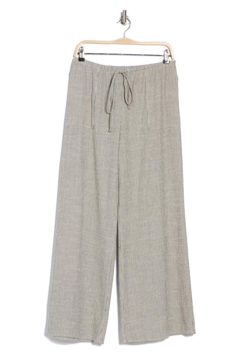 Stripe Cotton Blend Wide Leg Pants, Alternate, color, WHITE/ BLACK