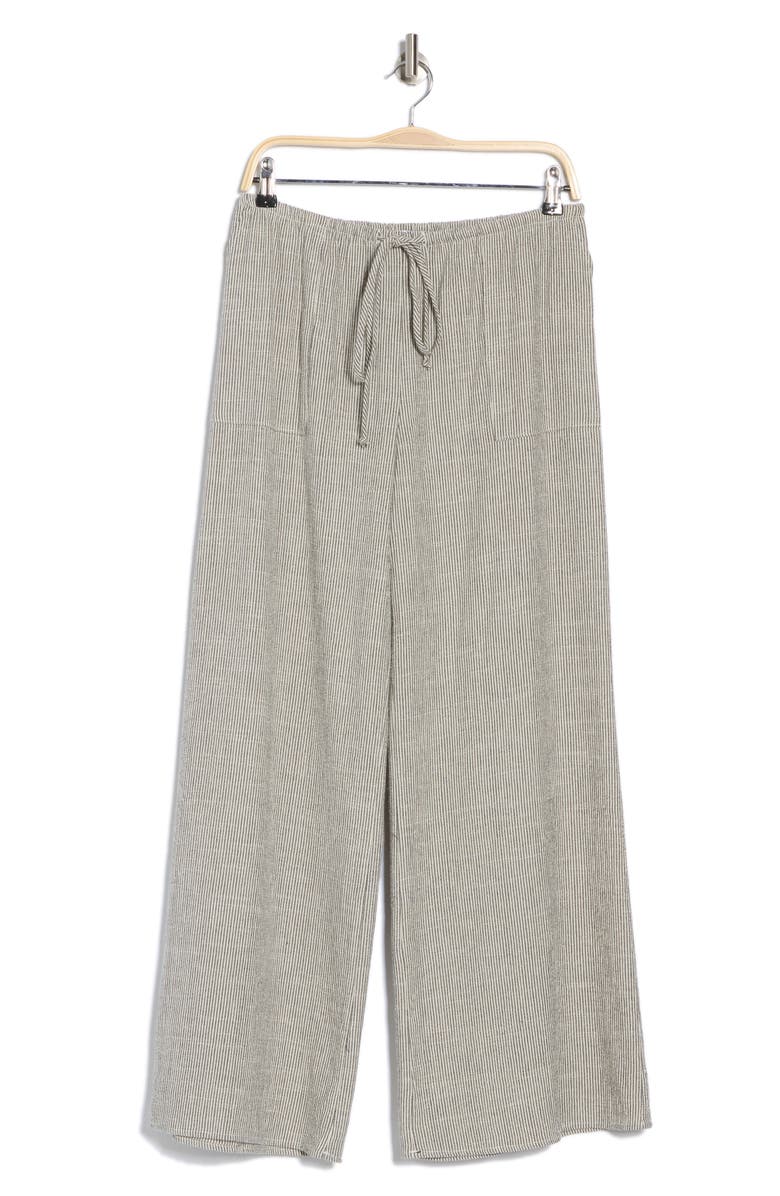 Renee C Stripe Cotton Blend Wide Leg Pants, Alternate, color, White/ Black