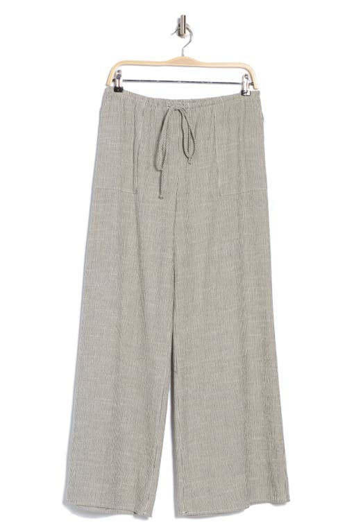 Shop Renee C Stripe Cotton Blend Wide Leg Pants In White/black