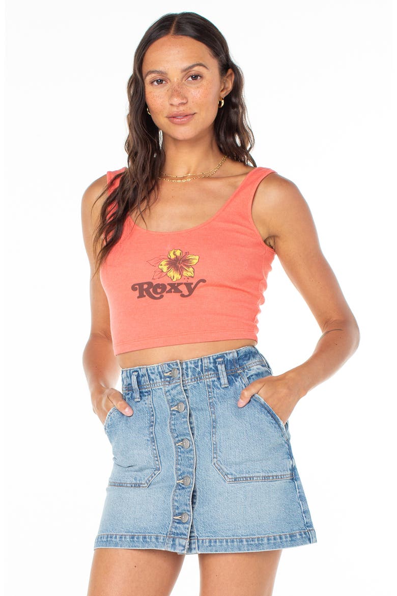 Valmos Rib Crop Graphic Tank, Alternate, color, SUGAR CORAL SOLID