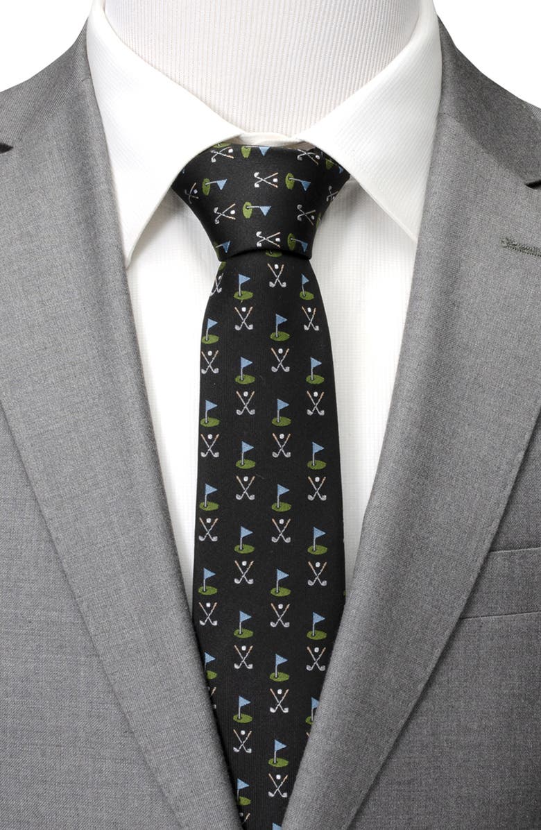 Cufflinks, Inc. Golf Course Silk Tie, Alternate, color, Black