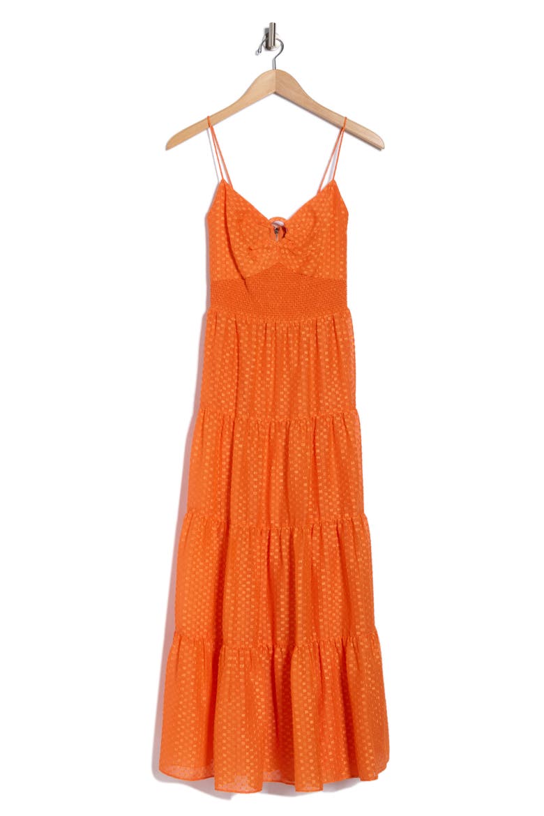 Clea Tiered Midi Sundress, Alternate, color, LIGHT MANGO