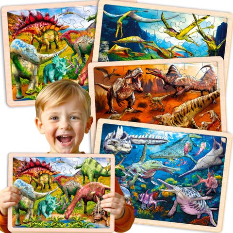 Kids Wooden Puzzle Set - 24, 36 & 48 Piece Montessori Jigsaw Puzzles