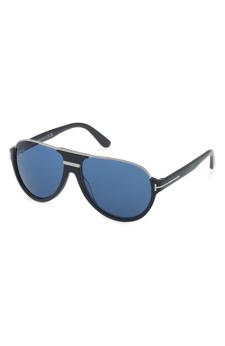 TOM FORD 'Dimitry' 59mm Aviator Sunglasses, Alternate, color, Shiny Palladium / Blue