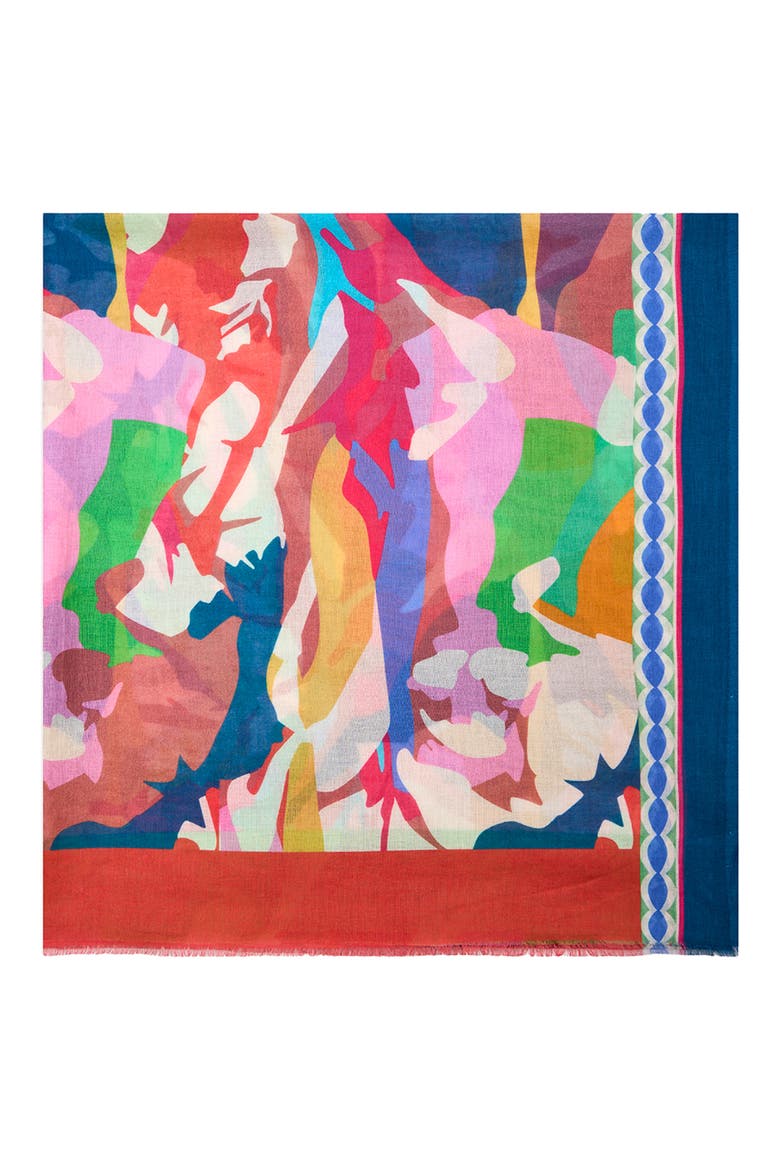 Floral Abstract Cotton Scarf, Alternate, color, MULTI
