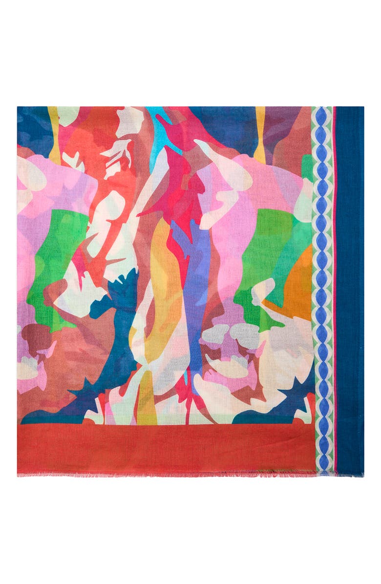 SAACHI Floral Abstract Cotton Scarf, Alternate, color, Multi