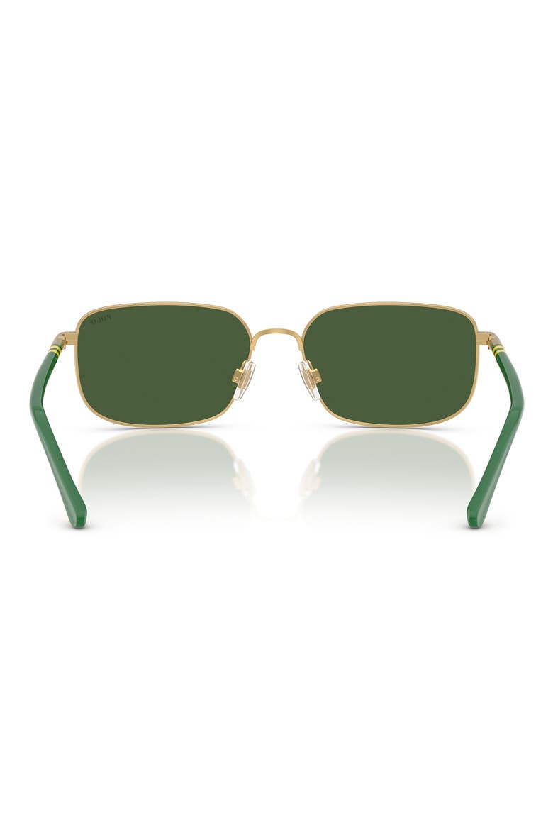 58mm Rectangle Sunglasses, Alternate, color, SEMISHINY PALE GOLD / GREEN