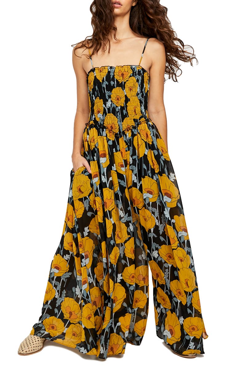 Free People Sophia Smocked Sleeveless Jumpsuit, Main, color, 