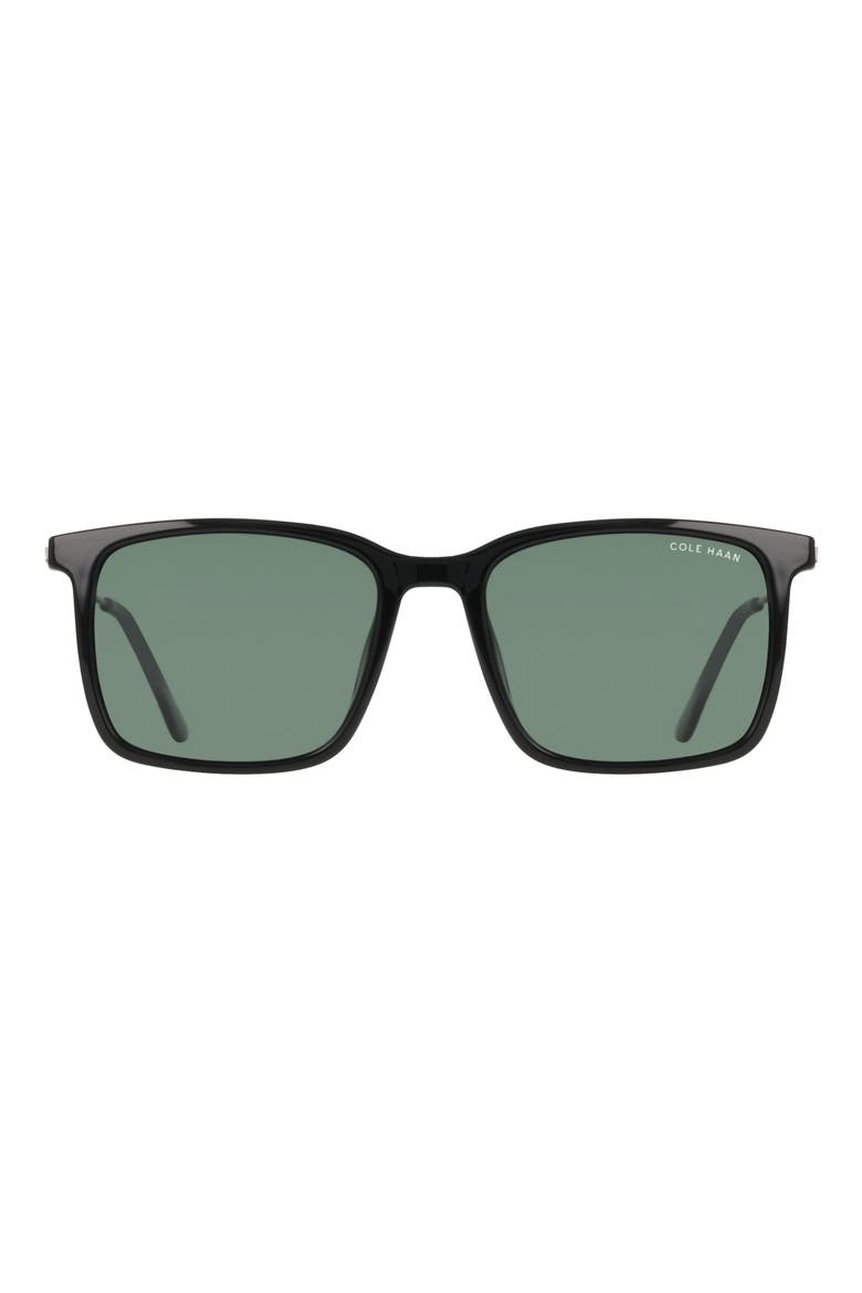 55mm Rectangular Sunglasses, Main, color, BLACK
