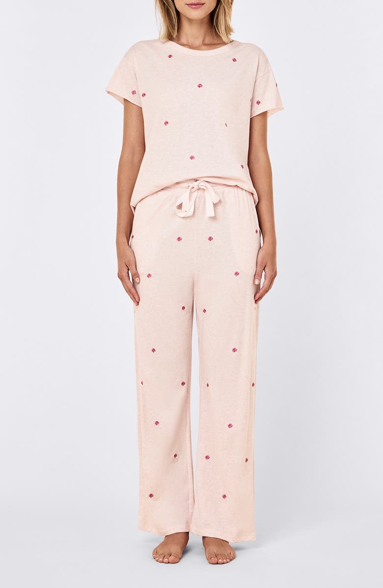Papinelle Jada Boxy Organic Cotton Pajamas, Main, color, Petal Pink