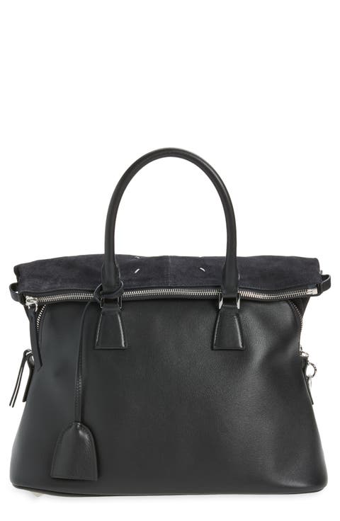 Medium 5AC Soft Leather & Canvas Top Handle Bag