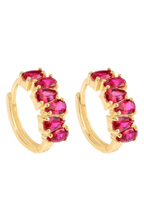 Lab Created Gemstone Huggie Hoop Earrings