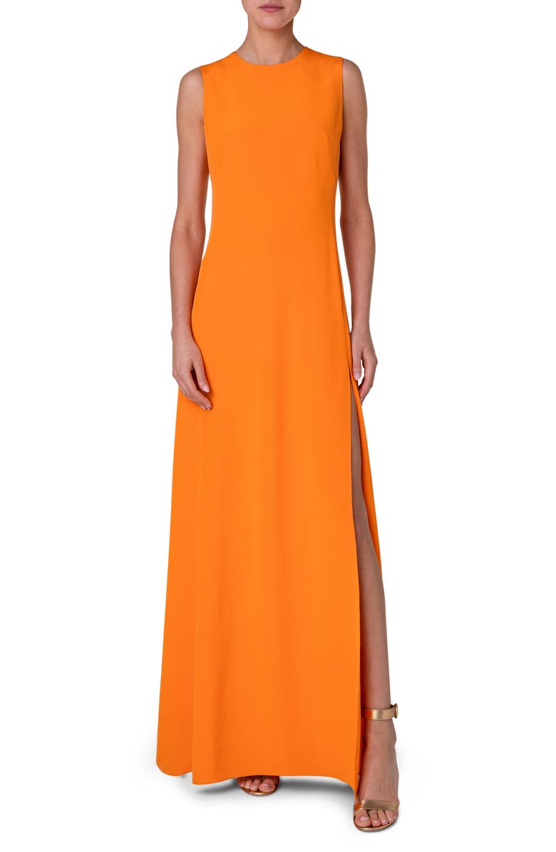 Akris Sleeveless Silk Crepe A-Line Gown, Main, color, 
