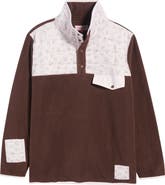 HAPPY CAMP3R Quilted Floral Fleece Henley Pullover