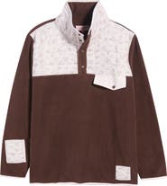 HAPPY CAMP3R Quilted Floral Fleece Henley Pullover