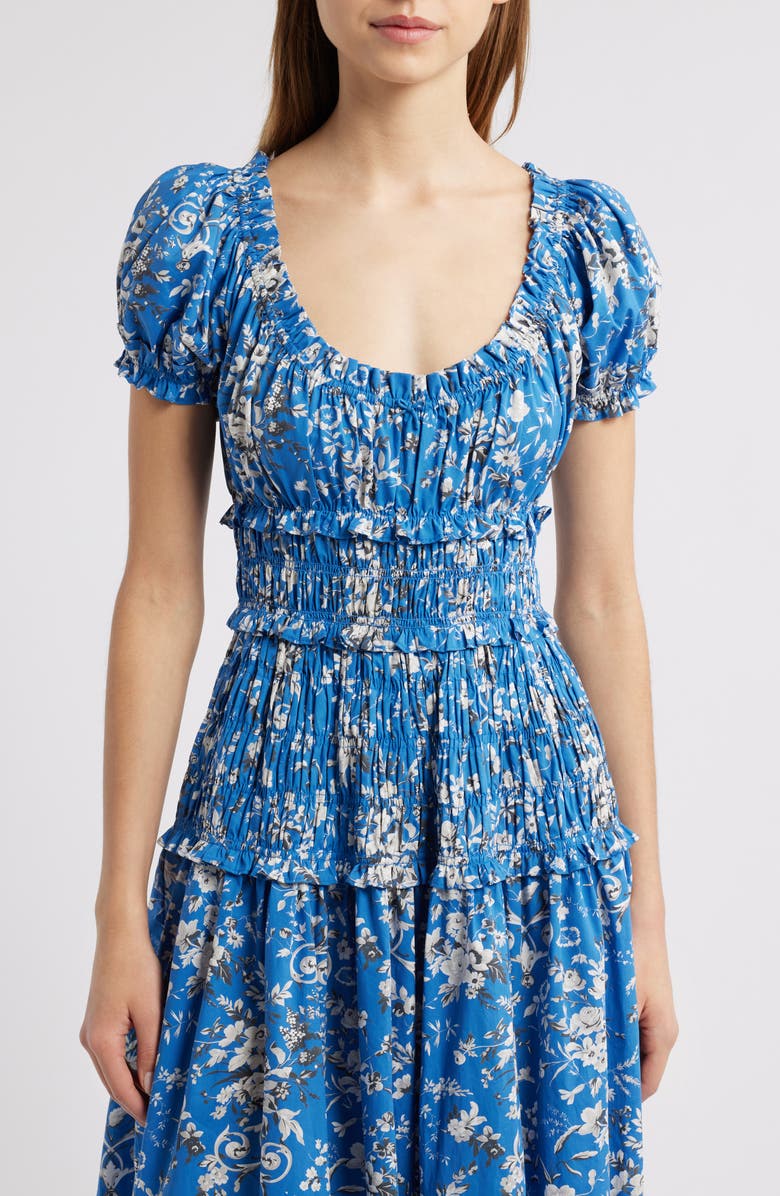 DÔEN Leanne Floral Cotton Voile Midi Dress, Alternate, color, Jardins De La Fontaine