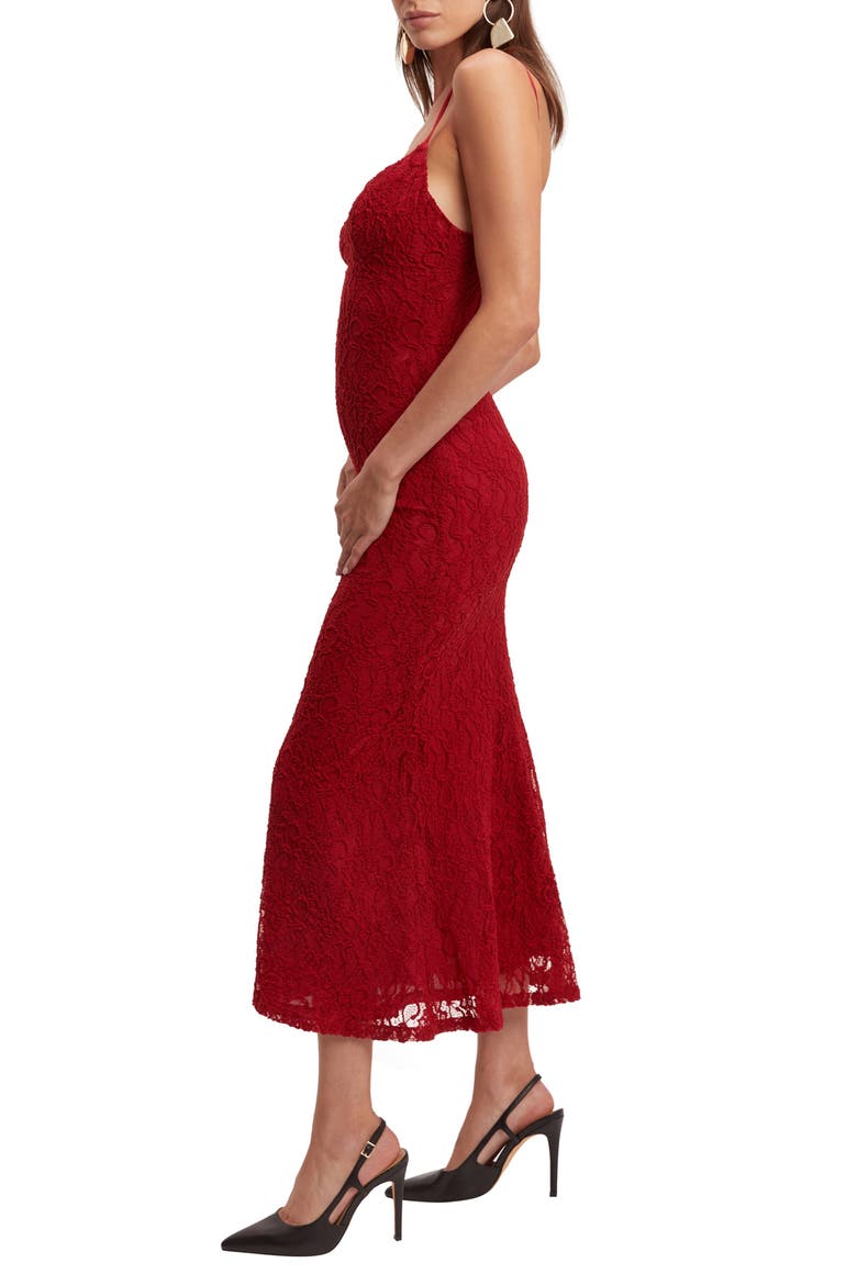 Ruby Lace Sleeveless Midi Dress, Alternate, color, RED
