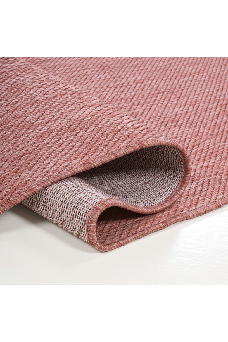 Miles Modern Minimalist Radius Corner Solid Indoor/Outdoor Shaped Area Rug, Alternate, color, Light Rose