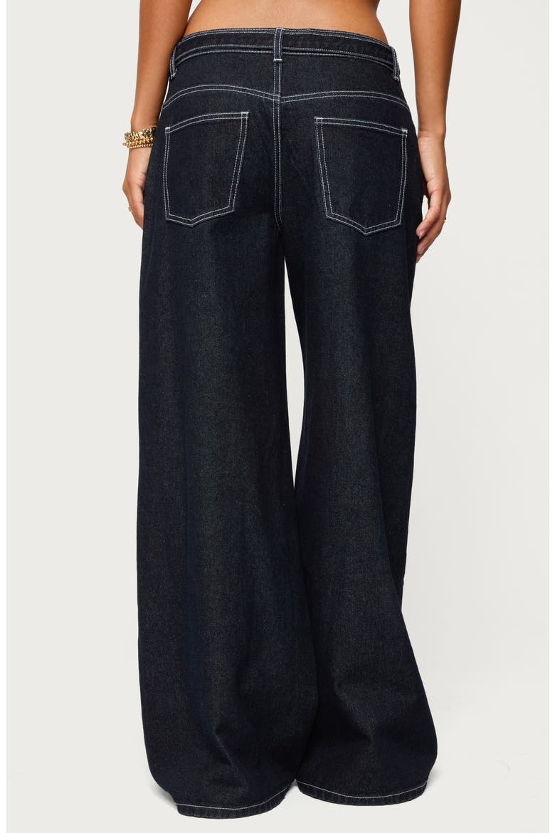 Karah Belted Low Rise Wide Leg Jeans, Alternate, color, DARK-BLUE
