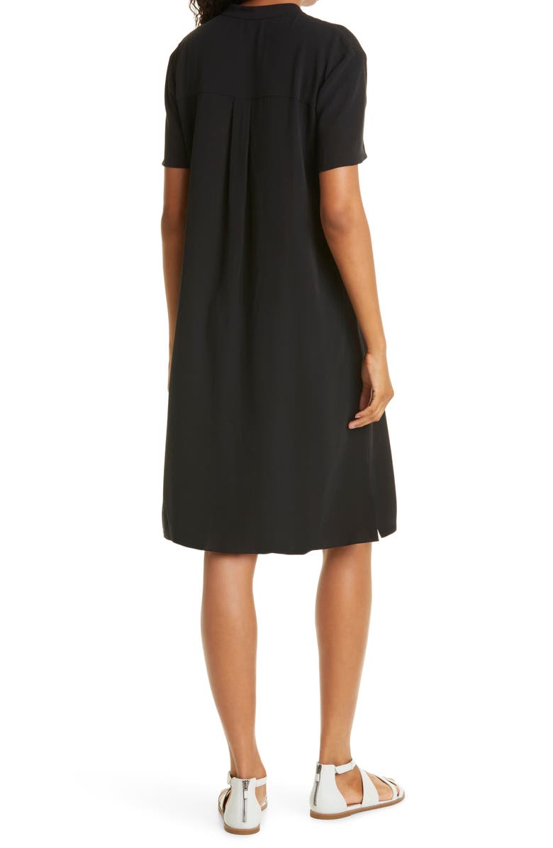 Eileen Fisher Mandarin Collar Silk Shirtdress, Alternate, color, 