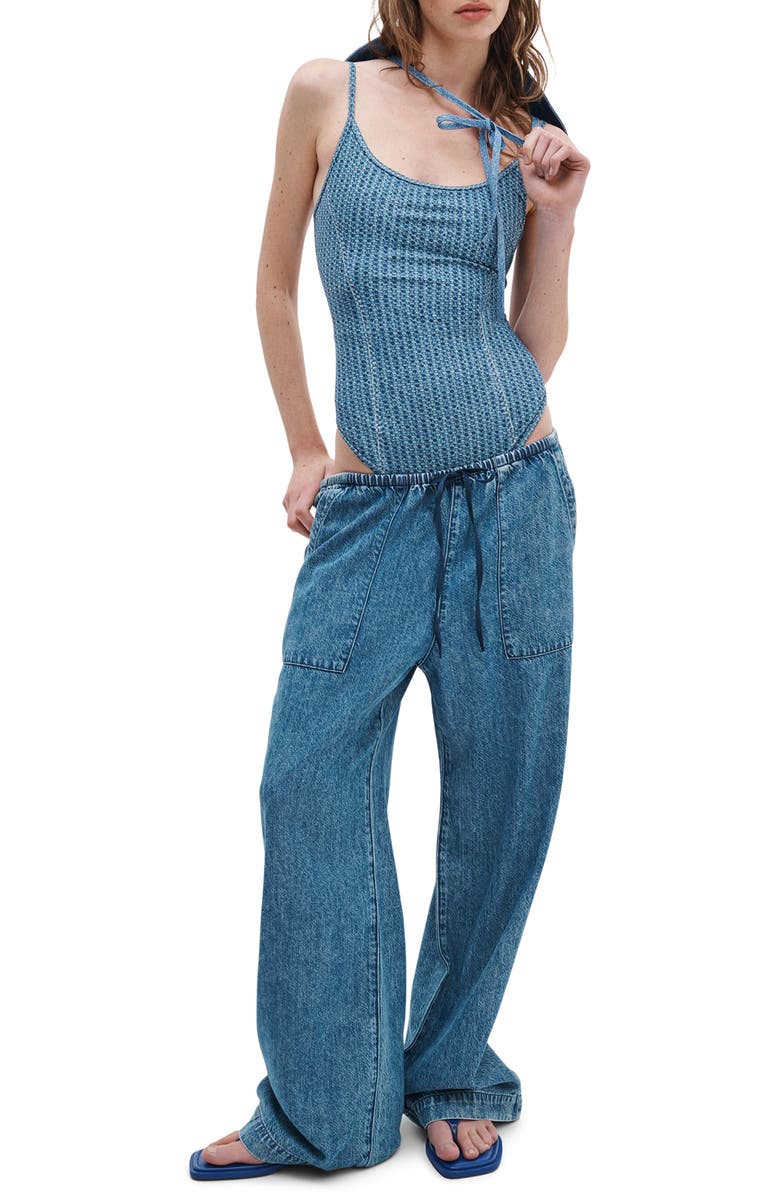 rag & bone Miramar Faux Denim One-Piece Swimsuit, Alternate, color, Indigo Wash