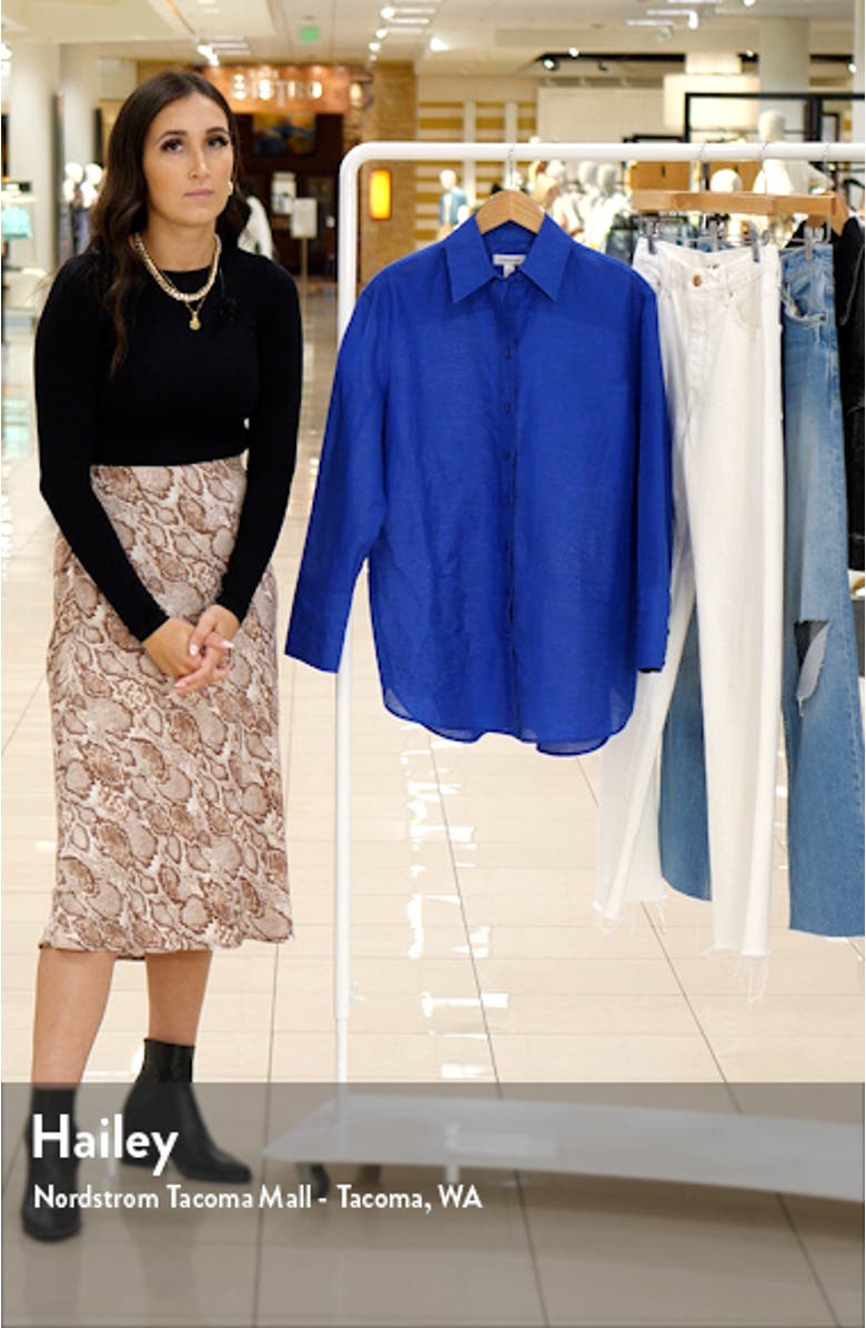 Long Sleeve Linen Blend Blouse, sales video thumbnail