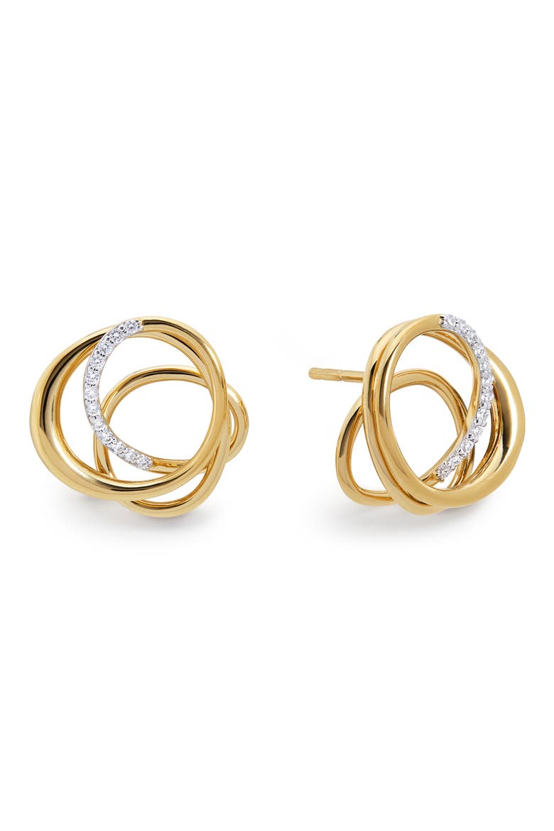 Nura Lab Grown Diamond Pavé Stud Earrings, Main, color, 18K GOLD VERMEIL / DIAMOND