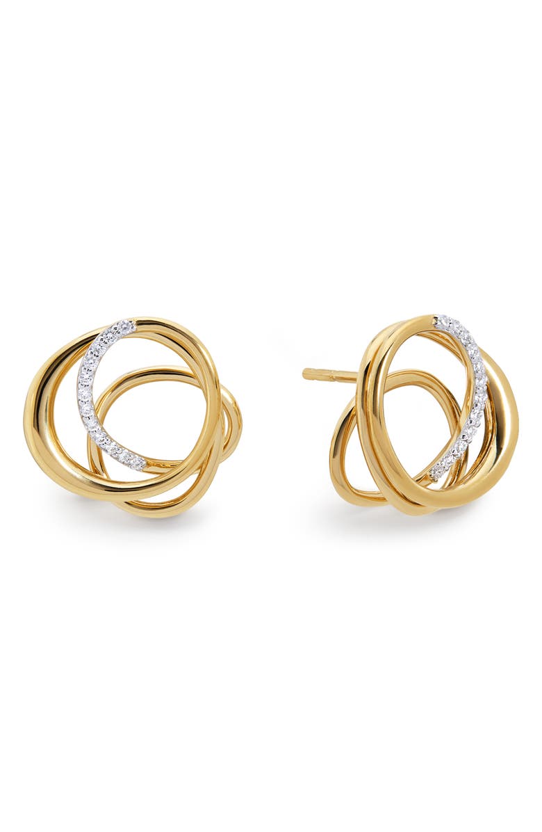 Monica Vinader Nura Lab-Created Diamond Pavé Stud Earrings, Main, color, 18K Gold Vermeil / Diamond