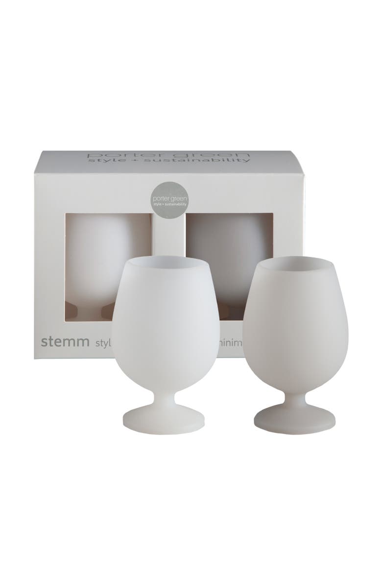 Porter Green Stemm |Silicone Unbreakable Wine Glasses, Main, color, Blanc + Dove