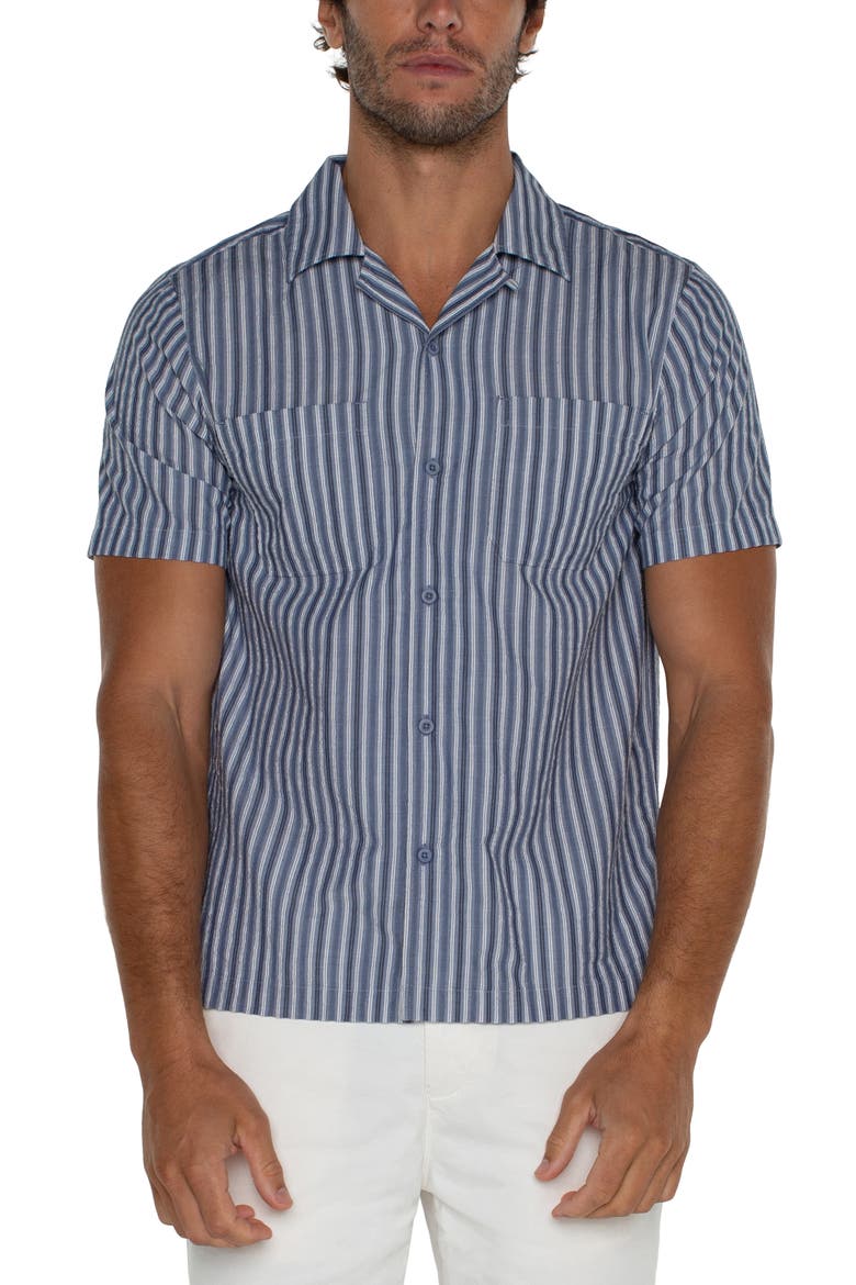 Stripe Camp Shirt, Main, color, BLUE WHITE MULT
