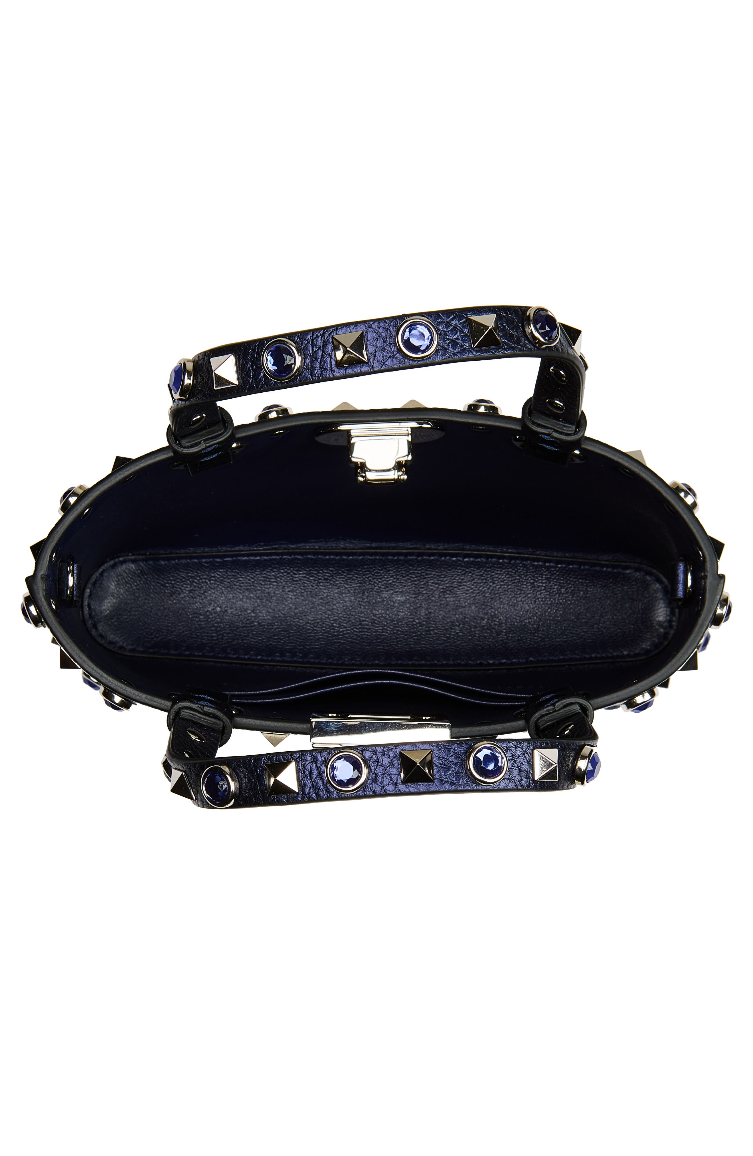 Rockstud Mini Leather Bag, Alternate, color, NAVY