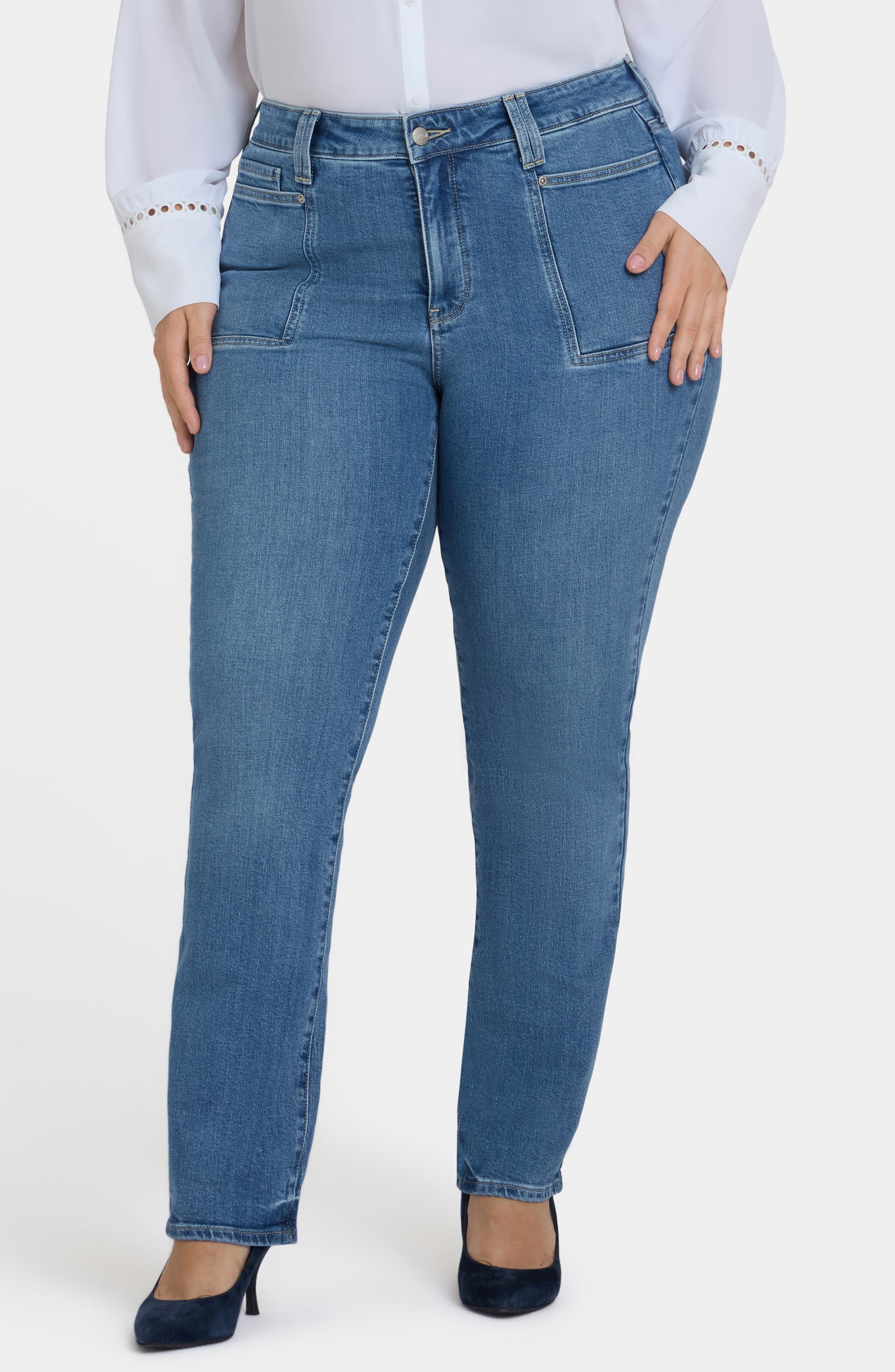 Marilyn Patch Pocket Straight Leg Jeans