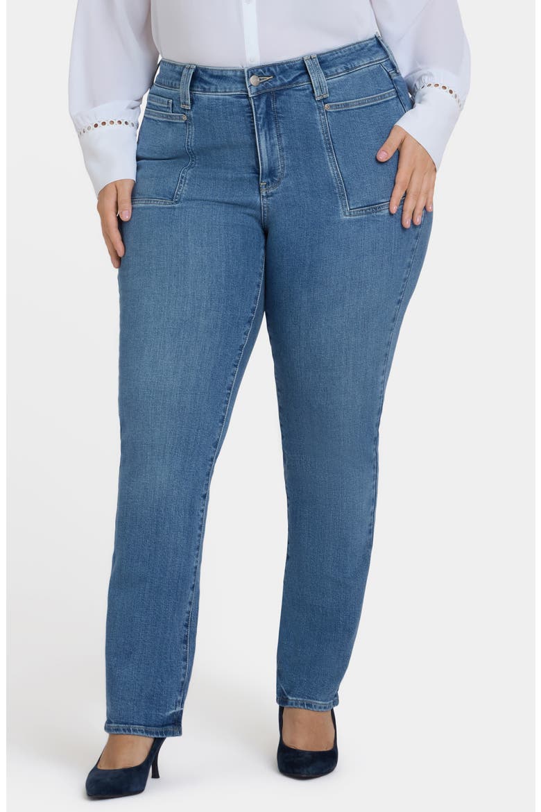 Marilyn Patch Pocket Straight Leg Jeans, Main, color, BASTILLE SEA