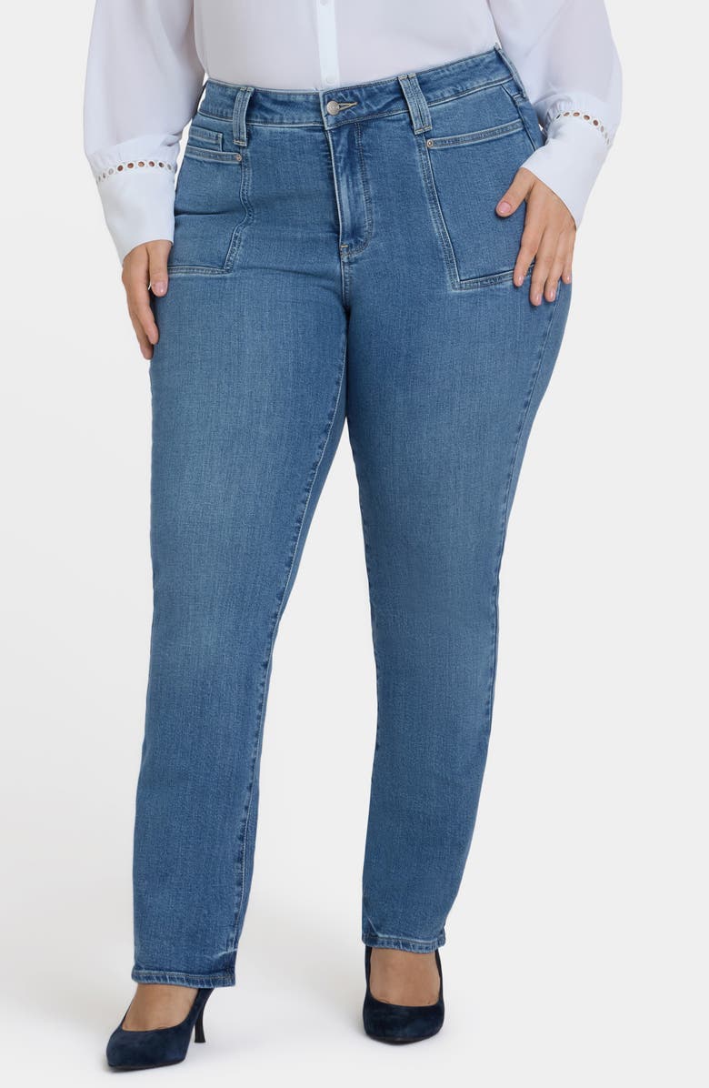 NYDJ Marilyn Patch Pocket Straight Leg Jeans, Main, color, Bastille Sea