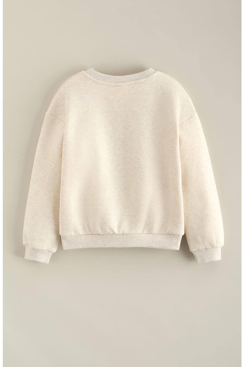 Kids' Embellished Sweatshirt, Alternate, color, BEIGE OAT HEATHER FLORAL SHINE