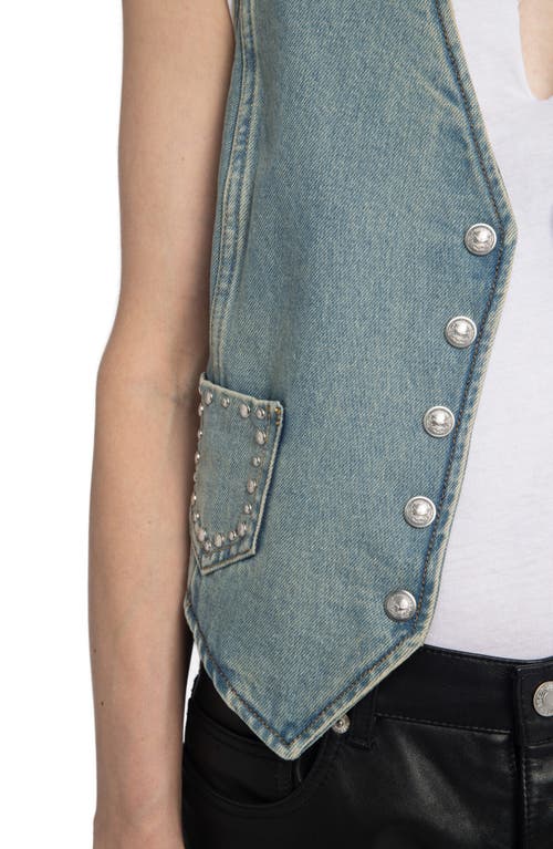 Zadig & Voltaire Womens Light Blue Gillier V-neck Patch-pocket Denim Waistcoat In Blue
