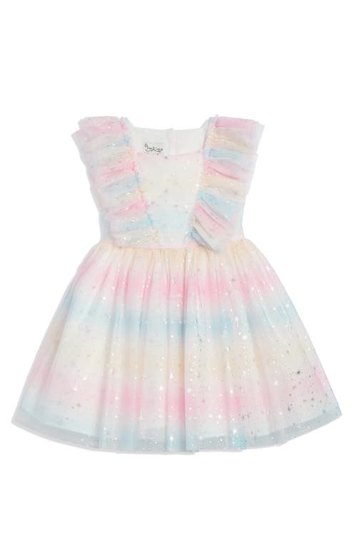Shop Pippa & Julie Kids' Victoria Galaxy Stripe Party Dress In Pink Blue Multi Star