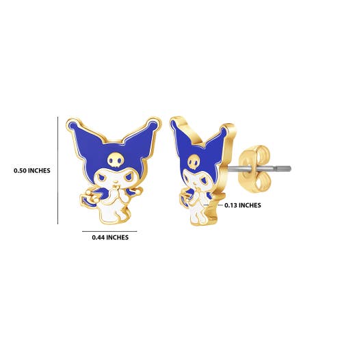 Hello Kitty Kuromi Flash Plated Enamel Stud Earrings In Blue