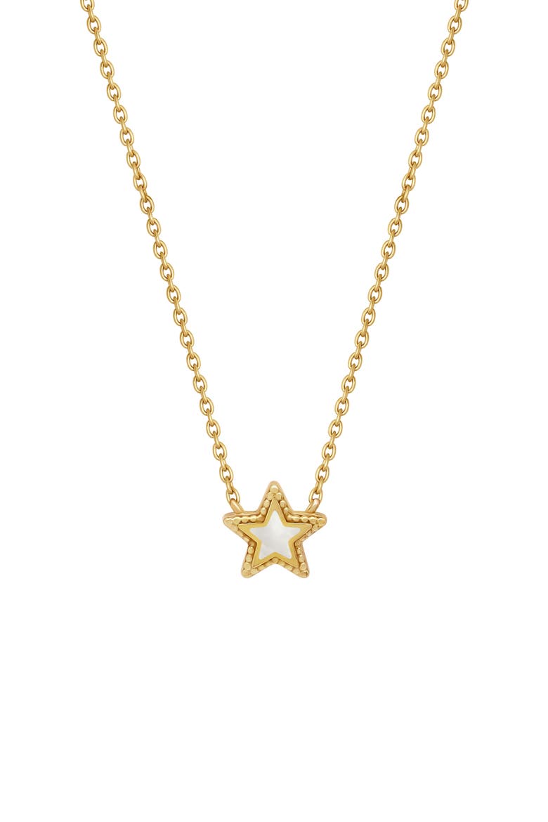 Inner Strength Rainbow Moonstone & Pearl Star Gold Necklace, Main, color, Gold/White