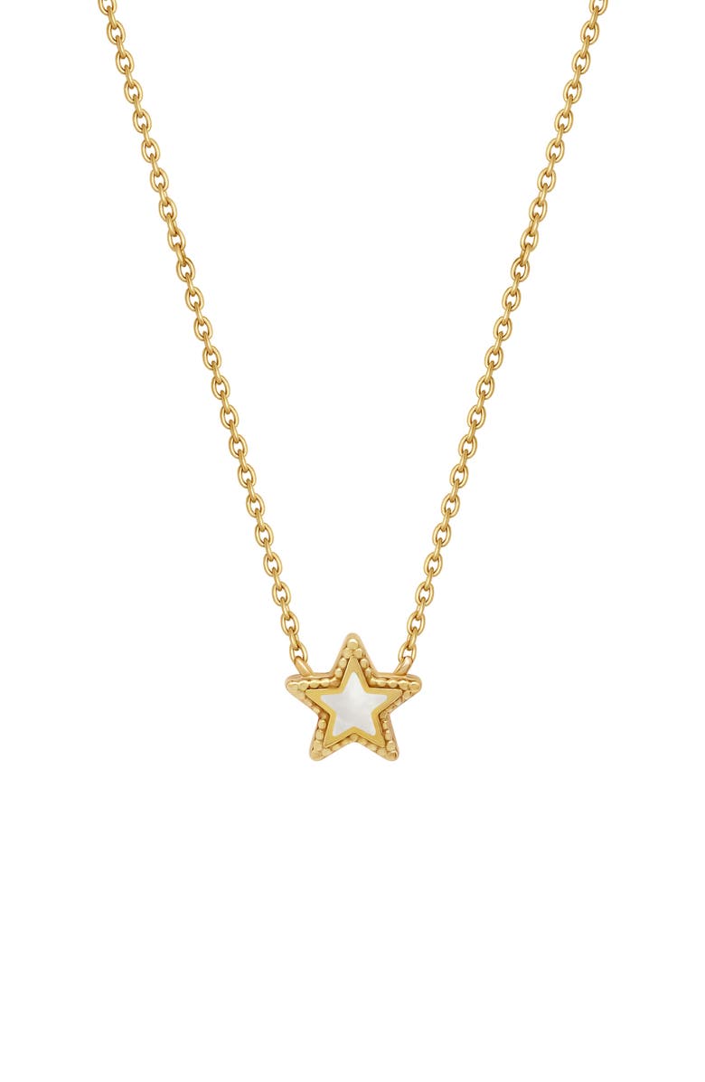 Karma and Luck Inner Strength Rainbow Moonstone & Pearl Star Gold Necklace, Main, color, Gold/White