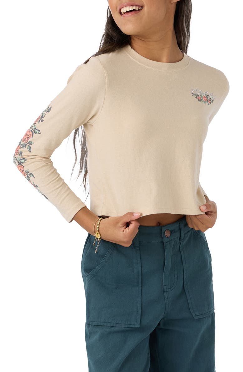 O'Neill Kids' Rose Vine Cotton Graphic Crop T-Shirt, Alternate, color, Cement