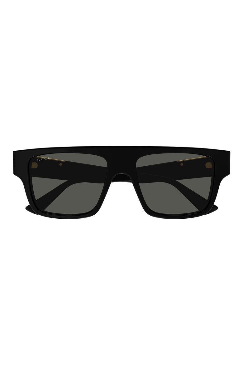 53mm Rectangular Sunglasses, Main, color, BLACK