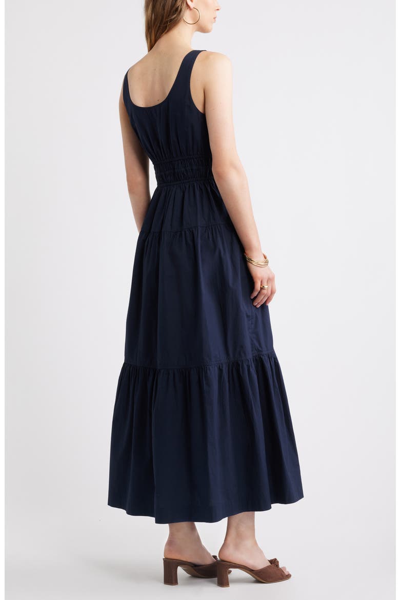 Cotton Poplin Tiered Maxi Sundress, Alternate, color, NAVY