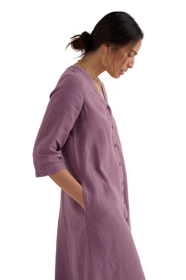 Word Posey Linen Button-Up Dress, Alternate, color, VERBENA